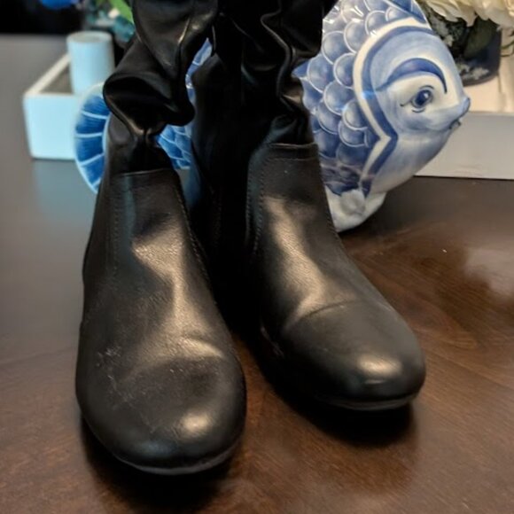 P10 DREAM PAIRS Wide Calf Faux Fur Lined Slouchy Black Boots - Picture 2 of 7